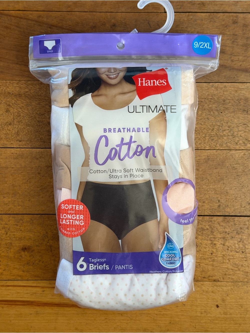 Hanes 6-Pack Cotton Breathable Tagless Briefs - White, Pink, Beige